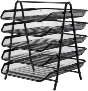 5 tier mesh document tray, black