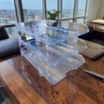 3 layer clear plastic foldable A4 file tray desk organizer for office Kenya