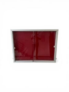 4ft x 3ft lockable glass sliding noticeboard, felt pin surface, aluminium frame — Khali Hub
