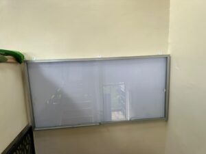 8ft x 4ft lockable glass sliding noticeboard, felt pin surface, aluminium frame kenya