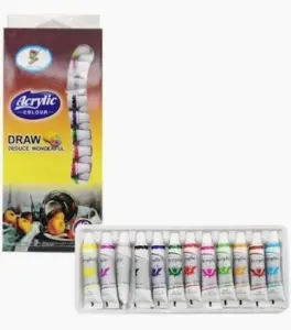 12 colors 9ml acrylic paint set for students and beginners, ideal for canvas painting, school art projects, paper crafts, wood painting and DIY creative activities in Kenya